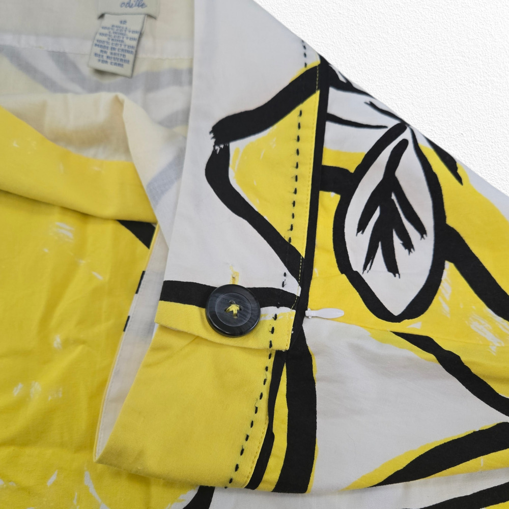 Y2K Vintage Anthropologie Odille Yellow Lemon Print Cotton A-Line Skirt Size 12 - Picture 8 of 9